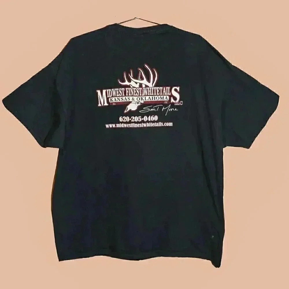 Black Hunting Crew Neck Short Sleeve Graphic Tee T-Shirt - 2XL Mens Casual Shirt - Picture 1 of 5